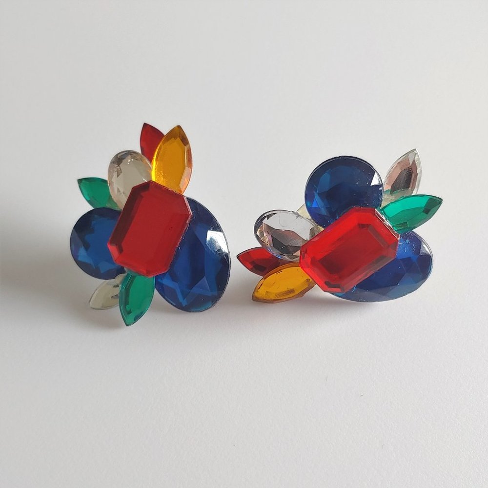 🎃3/$25 Vintage 80s Hand Made Rhinestone earrings